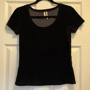 Frenchi black velvet t shirt size medium